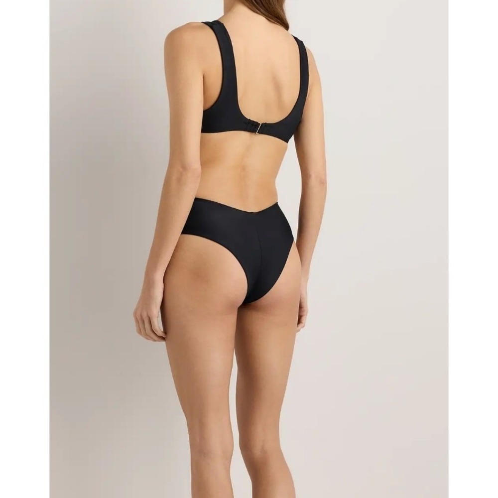 quince italian plunge bikini top bathing suit in black, women size small - Picture 2 of 6